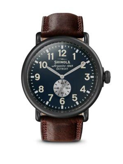 Shinola Stainless Steel Runwell Strap Chronograph Watch In Dark Brown