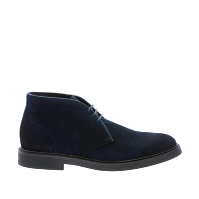 A.testoni Suede Mens Ankle Boots In Blue