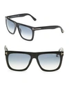 Tom Ford Men's Morgan 57mm Soft Square Sunglasses In Shiny Black / Blue