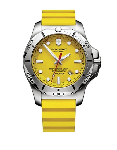 Victorinox Swiss Army Inox Professional Diver Stainless Steel And Rubber Strap Watch In Yellow