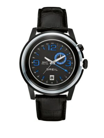 Breil Dual Time Strap Watch In Stainless Steel Black