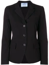 Prada Stretch 3-button Blazer Jacket, Black