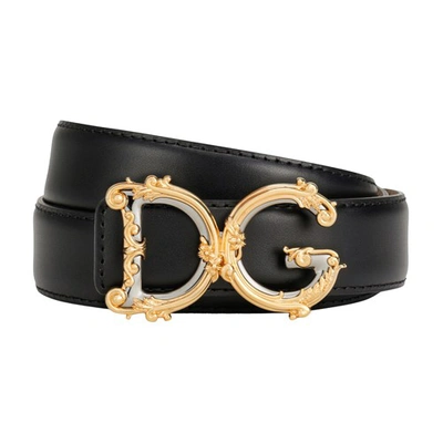 Dolce & Gabbana Belt With Dg Logo Buckle - Nero In Black