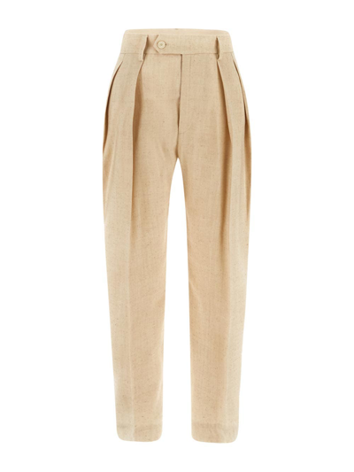 Barena Venezia Barena Pleated Wide Leg Trousers In Beige