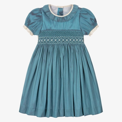 Beatrice & George Kids' Girls Blue Hand-smocked Dress