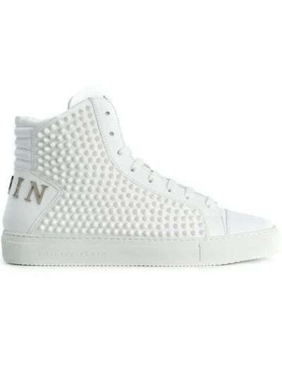 Philipp Plein Spike Studded Hi-top Sneakers In White