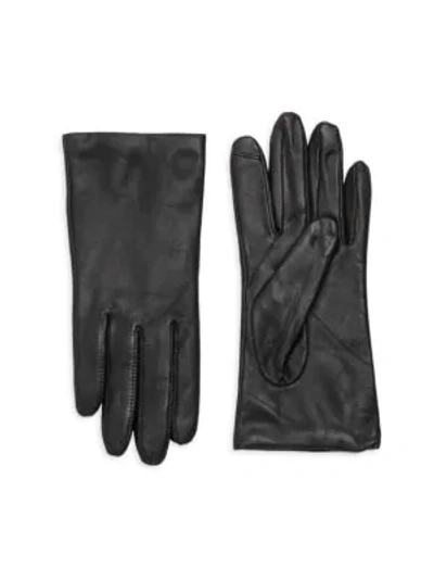 Saks Fifth Avenue Women's Leather Cashmere Lined Tech Gloves In Black
