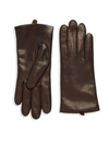 Saks Fifth Avenue Women's Leather Cashmere Lined Tech Gloves In Brown