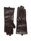 Saks Fifth Avenue Polished Leather Cashmere Lined Tech Gloves In Brown