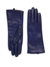 Saks Fifth Avenue Polished Leather Cashmere Lined Tech Gloves In Capri Blue