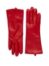 Saks Fifth Avenue Polished Leather Tech Gloves In Cherry