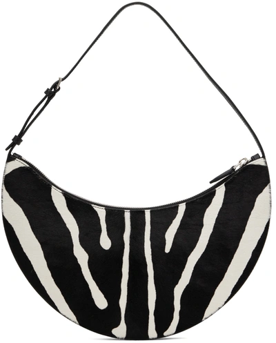 Alaïa Demi-lune Zebra-printed Leather Shoulder Bag In Blancnoir