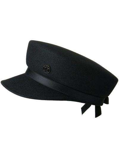 Maison Michel Abby Wool Felt Newsboy Cap In Black