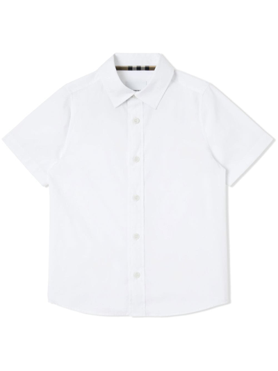Burberry Short-sleeve Logo Print Shirt In White
