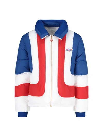 $572 Palm Angels Men's Red High Neck Monogram Jacquard Zip-Up