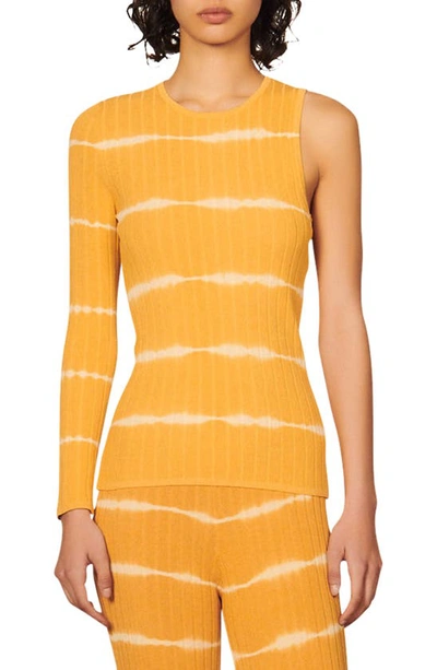 Sandro Bali Tie-dye Stretch-knit Top In Clementine