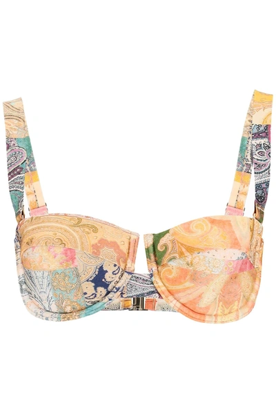 Zimmermann Anneke Paisley-print Underwired Balconette Bikini Top In Multicolor