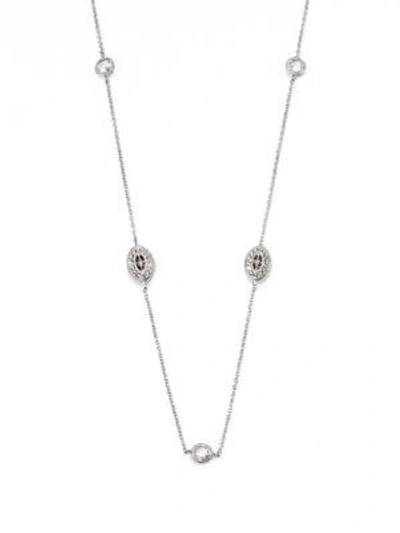Adriana Orsini Pavé Navette Double Wrap Necklace In Silver