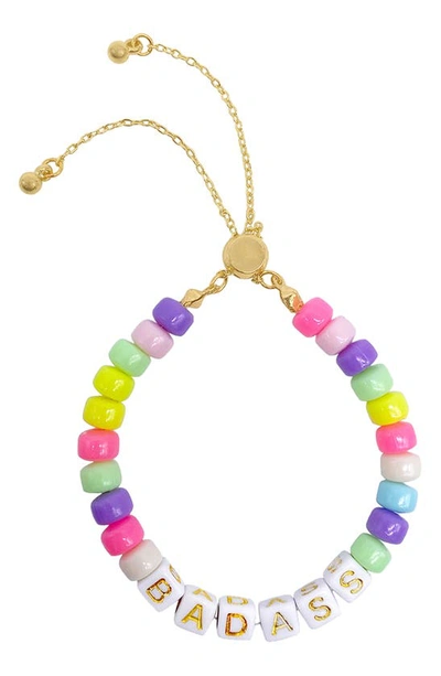 Adornia Colorful Beaded 'badass' Slide Bracelet In Multi