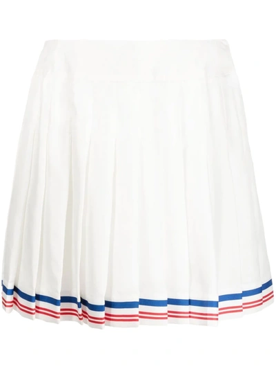 Casablanca Pleated Silk Twill Mini Tennis Skirt In White
