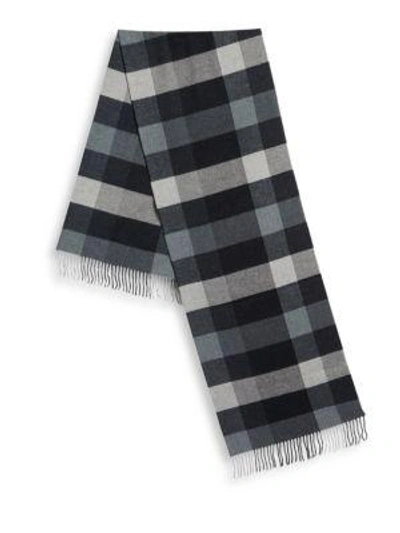 Ermenegildo Zegna Silk Gingham Plaid Scarf In Grey