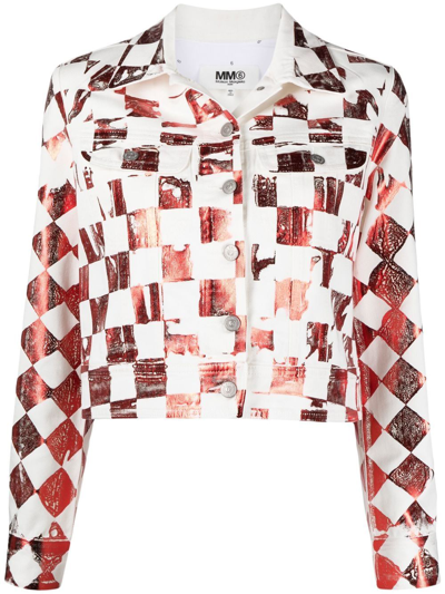 Mm6 Maison Margiela Checked Print Denim Jacket In Multi