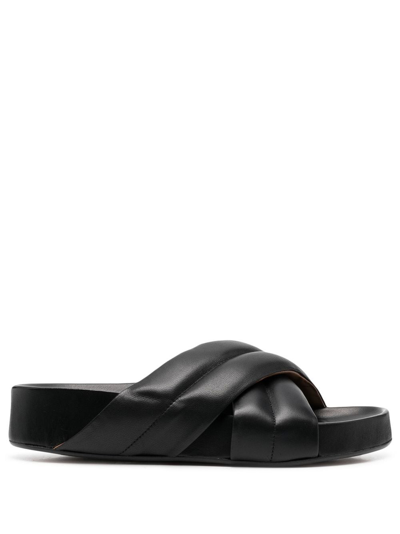 Atp Atelier Black Airali Crossover Leather Sandals