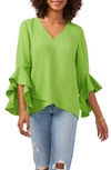 Vince Camuto Flutter Sleeve Tunic In Kiwi
