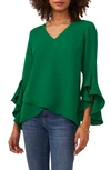 Vince Camuto Flutter Sleeve Tunic In Green