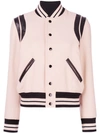 Saint Laurent Classic Teddy Wool-blend Bomber Jacket In Stripes,pink