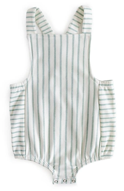 Pehr Babies' Stripe Crisscross Organic Cotton Romper In Sea