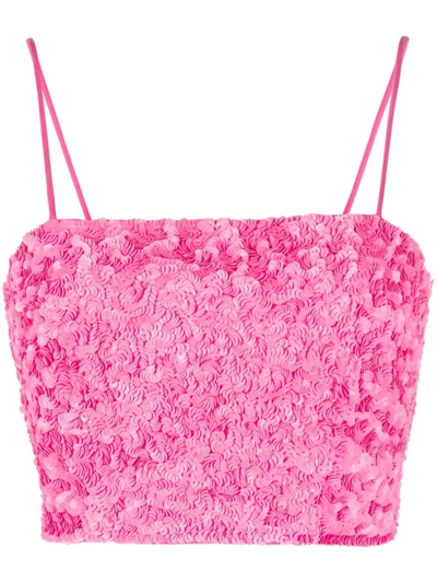 Aje Evelyn Sequin-embellished Cropped Top In Pink