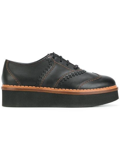 Tod's Flatform Wingtip Shoes In Black