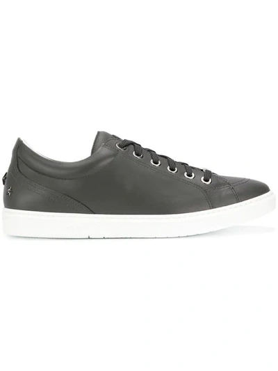 Jimmy Choo Cash Slate Smooth Calf Leather Low Top Trainers