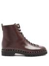 Valentino Garavani Soul Rockstud Trek-sole Leather Ankle Boots In Burgundy