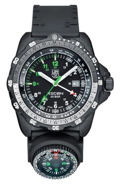Luminox 'land - Recon Nav Spc' Removable Compass Gmt Watch, 46mm In Black