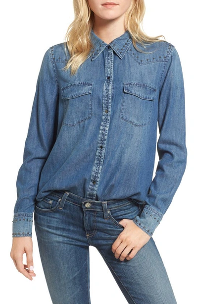 Ag Deanna Studded Denim Shirt In Fountain