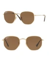 Ray Ban Rb3548 51mm Hexagonal Sunglasses In Gold