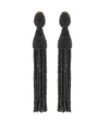 Oscar De La Renta Women's Long Beaded Tassel Clip-on Earrings In Black