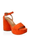 Robert Clergerie Vionica Suede Ankle-strap Platform In Orange