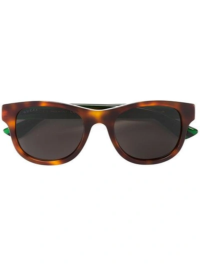 Gucci Web Detail Tortoiseshell Sunglasses In Green