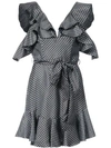 Zimmermann Cold-shoulder Ruffled Polka-dot Ottoman Mini Dress In Charcoal