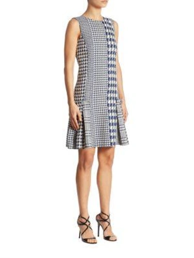 Oscar De La Renta Sleeveless Houndstooth Dress In Multi