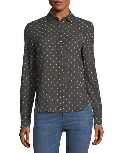 Brock Collection Baylee Long-sleeve Button-front Dot-print Voile Shirt