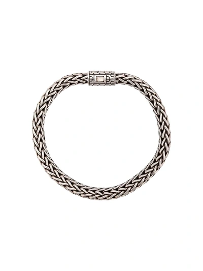 John Hardy Men's Classic Chain Silver Diamond Pave Flat Chain Bracelet - Medium In White/silver