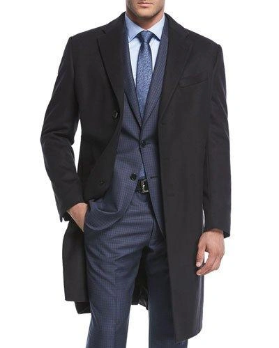 Armani Collezioni Wool-blend Top Coat In Black