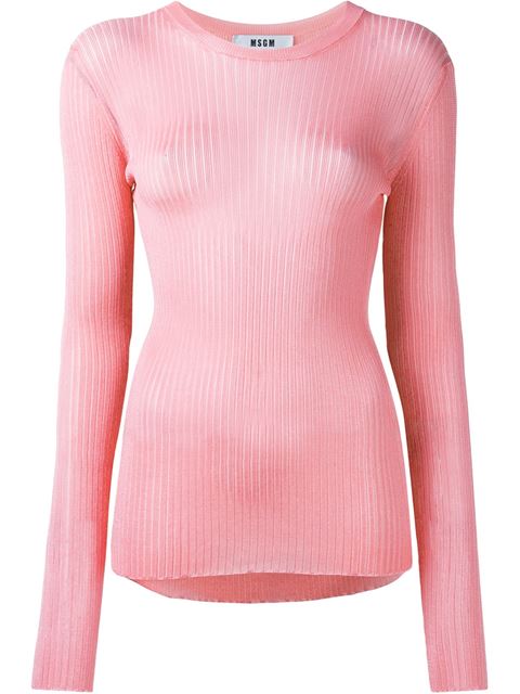 Msgm Long Sleeve Ribbed Top | ModeSens