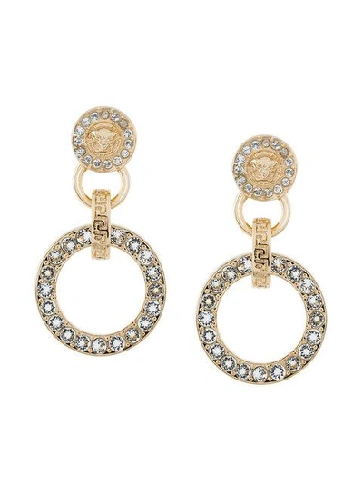 Versace Crystal-embellished Medusa Earrings - Metallic