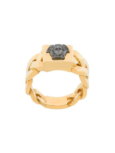 Versace Contrast Medusa Ring In Metallic