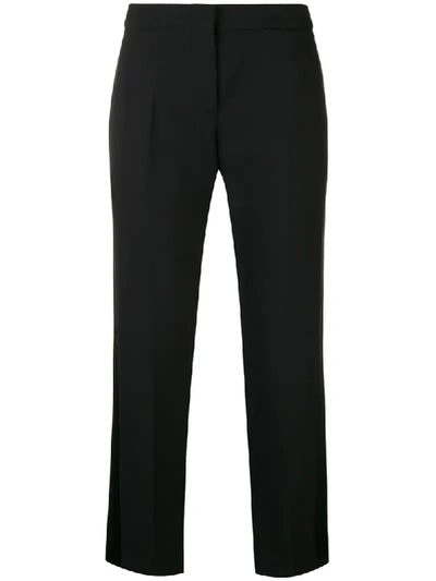 Alexander Mcqueen Flat-front Cigarette-leg Wool-silk Pants In Black